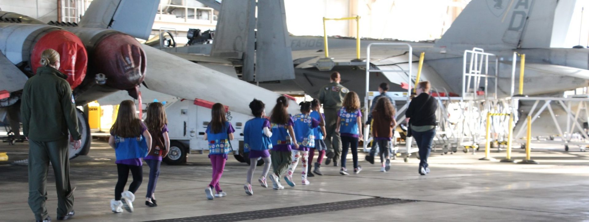  Girl Scouts on a tour of Naval Air Station Oceana 