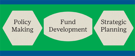 Policy making, fund development, strategic planning