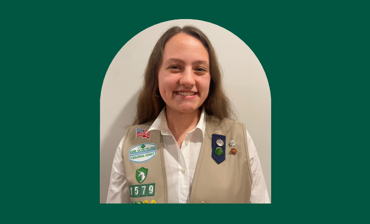 Girl Scout Ambassador Lydia from Troop 1579, now a proud 2025 graduate of Princess Anne High School in Virginia Beach, earned the Girl Scout Gold Award for her work addressing food insecurity among military families in Hampton Roads.