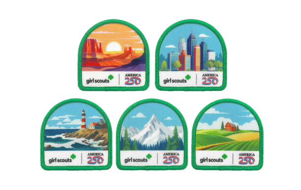 On July 4, 2026, it will be 250 years since the Declaration of Independence was signed. Girl Scouts of the USA has partnered with America250.org to recognize the anniversary—and you can earn a commemorative five-patch collection to mark it! 