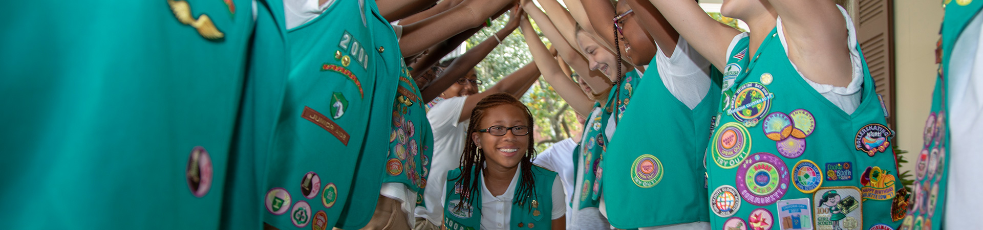  group of Girl Scout Juniors in uniform 