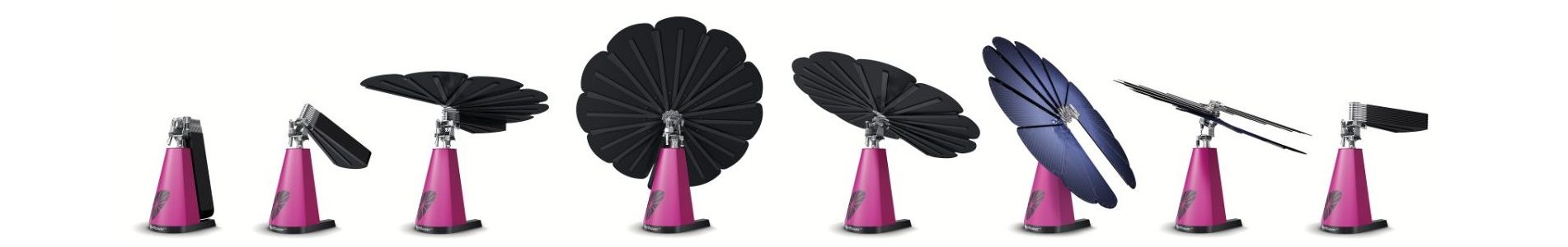 SmartFlower illustration showing its progression throughout a day
