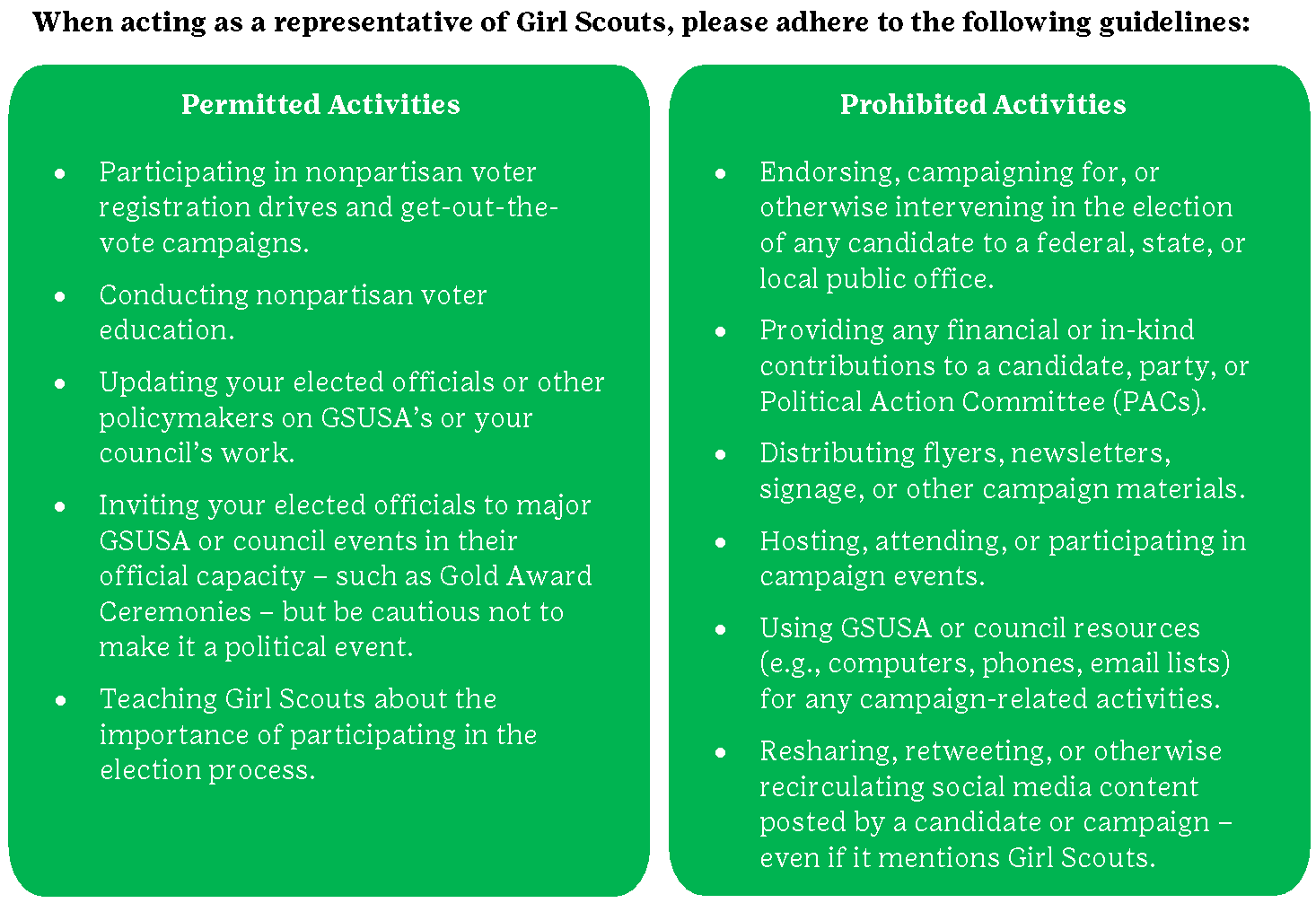 Girl Scout Election Guidelines
