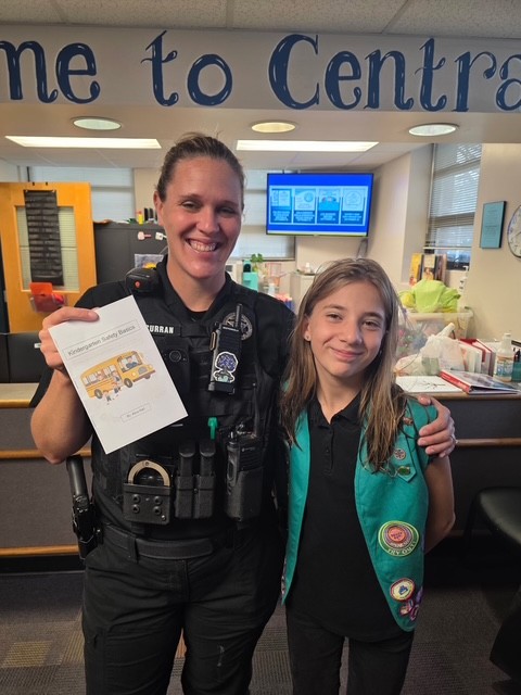 Girl Scout Junior Alice worked with school educators and leadership to plan visits to schools