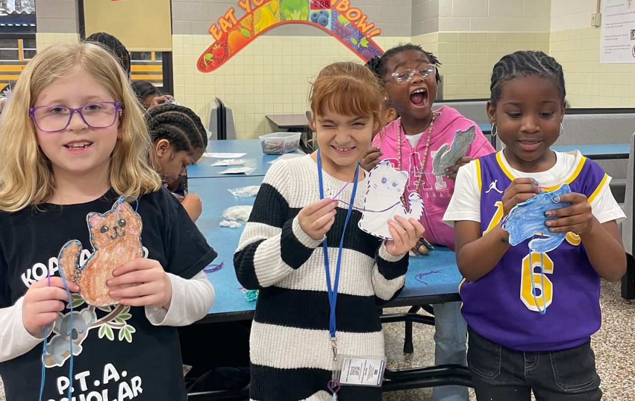 Girl Scout Brownies show off their new sewing skills