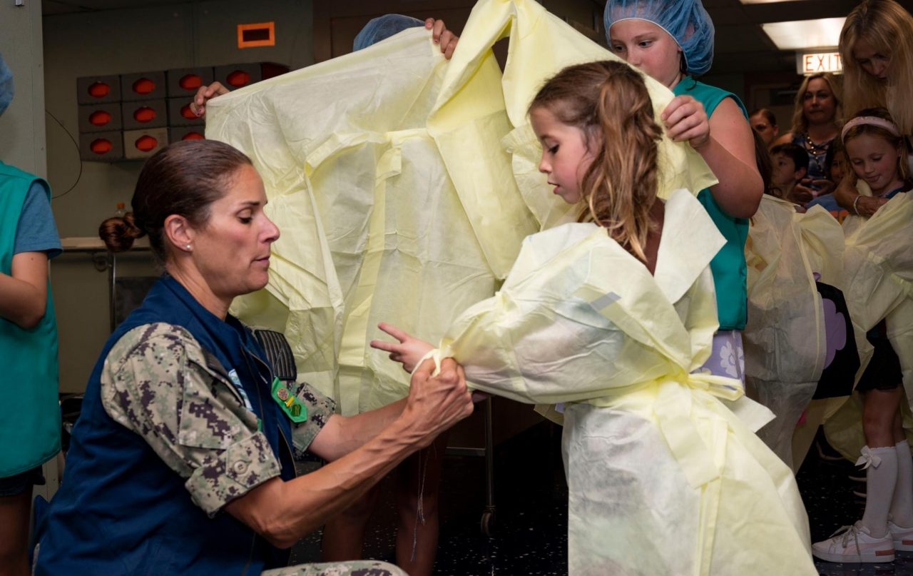 Girl Scouts explored medical spaces aboard the USS Comfort
