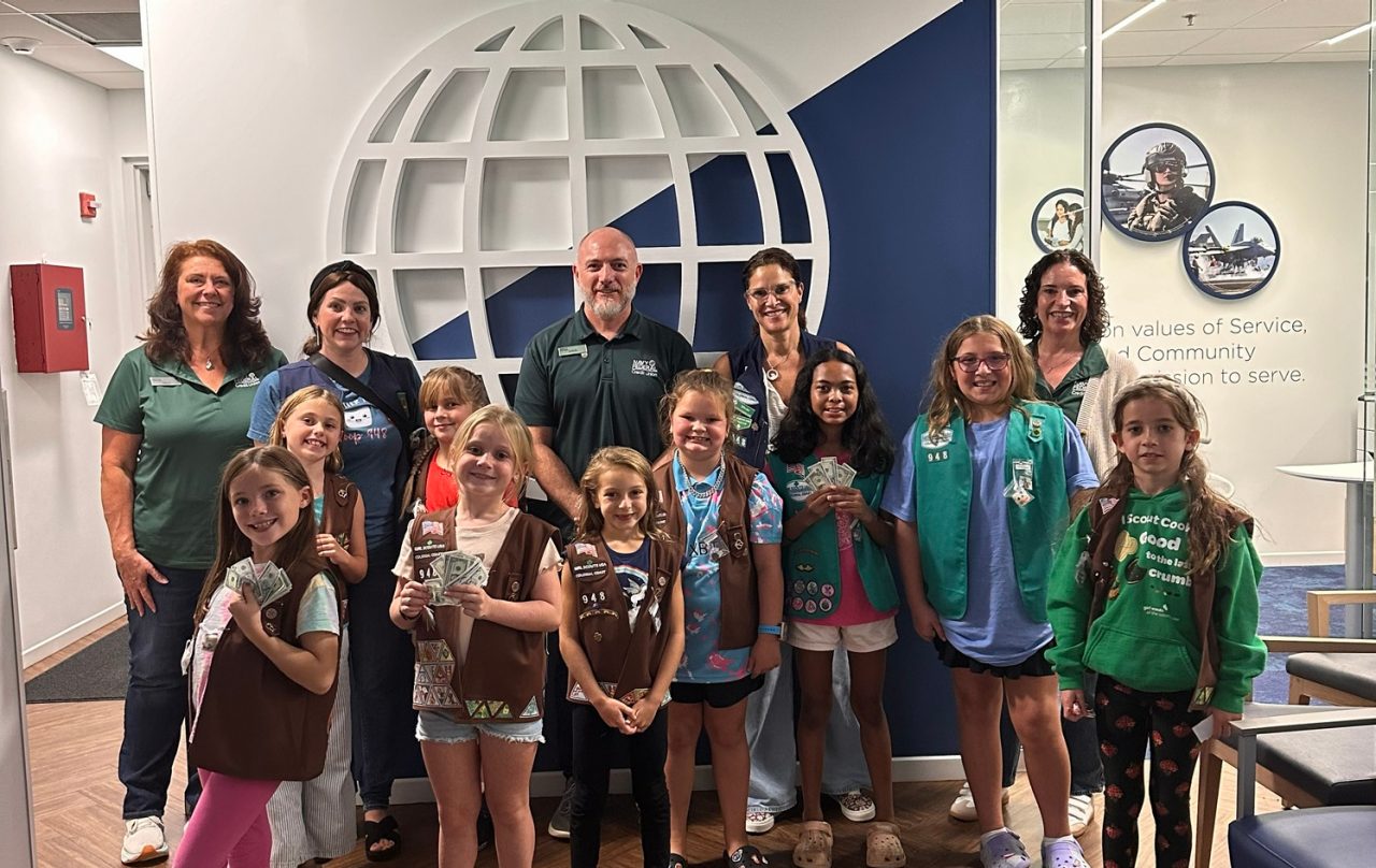 The troop learned about financial literacy through a learning series with the Navy Credit Union