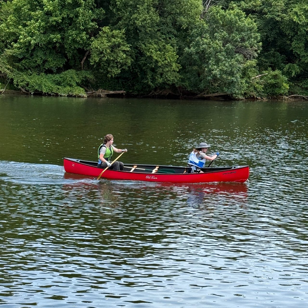Quinn and Ella in the 5-mile Division I at the General Clinton Canoe Regatta