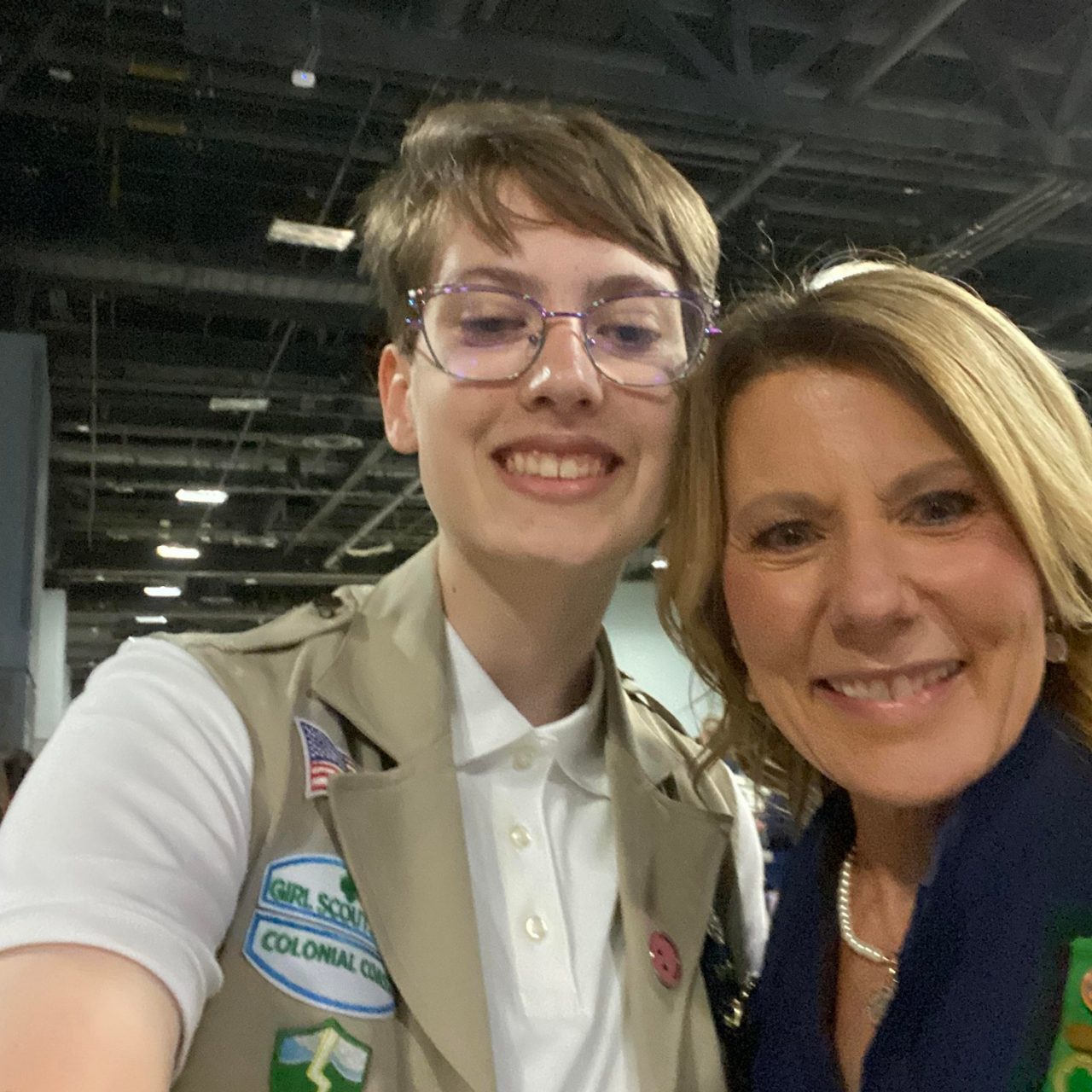 Girl Scout Alex poses with GSUSA National CEO Bonnie Barczykowski