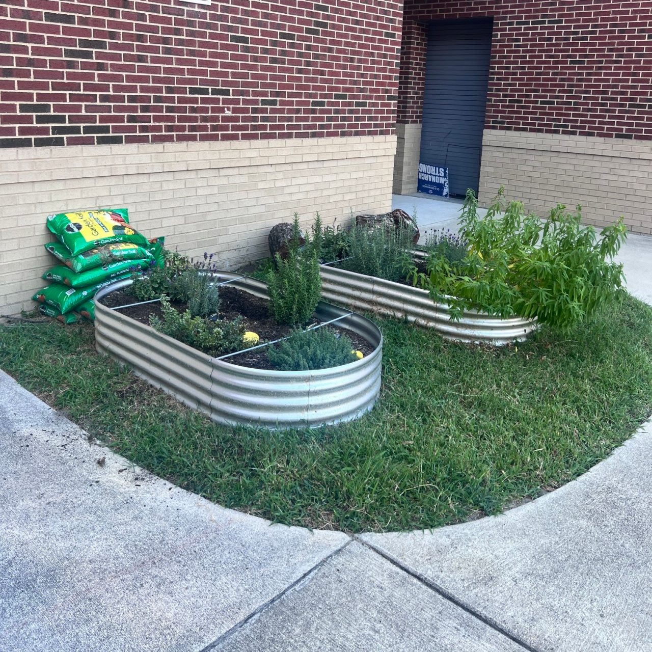 Girl Scout Cadettes Avery S. and Adrienne S. from Troop 396 in Norfolk installed a garden at Larchmont Elementary School