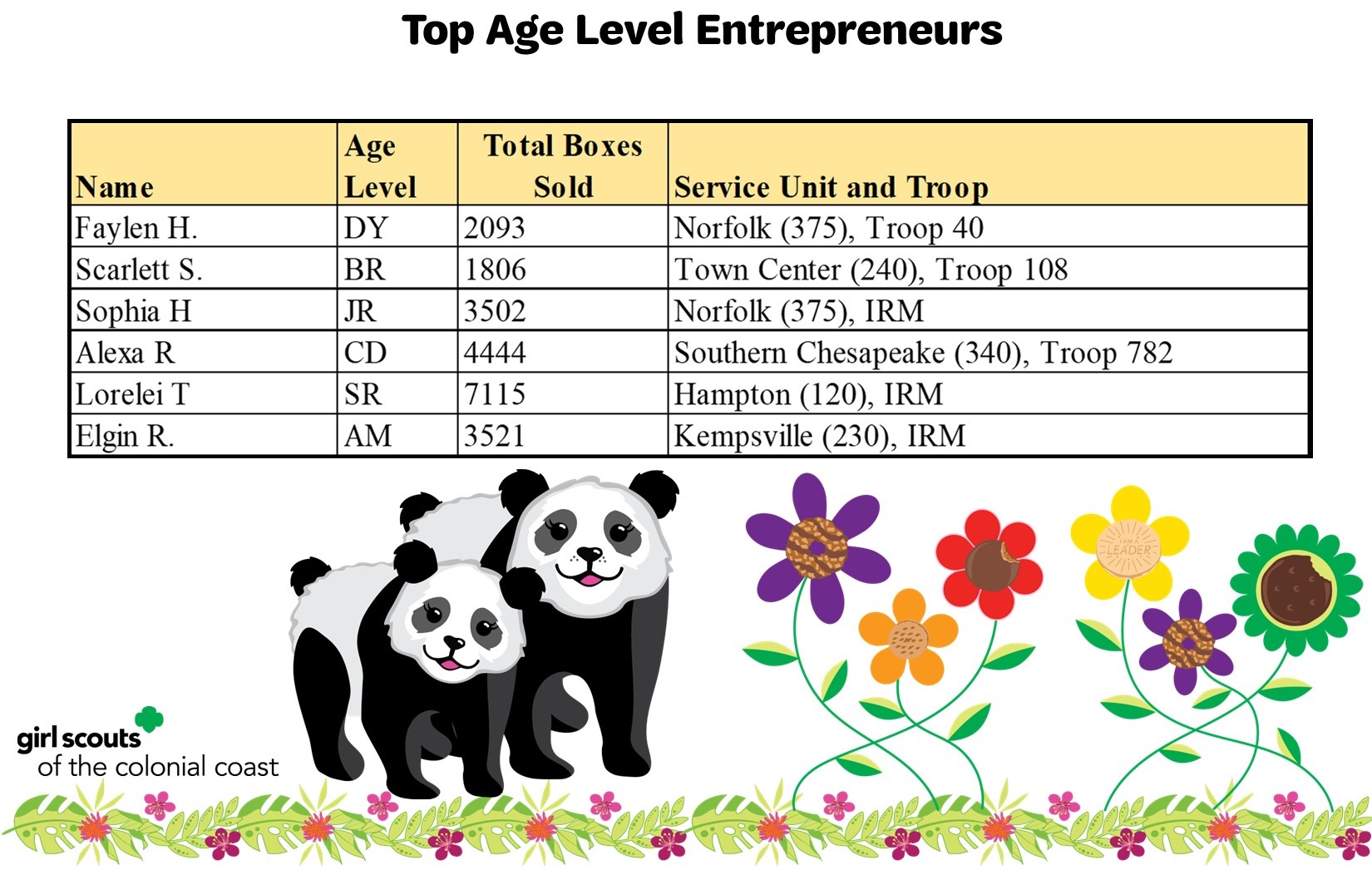 Top Age Level Cookie Entrepreneurs