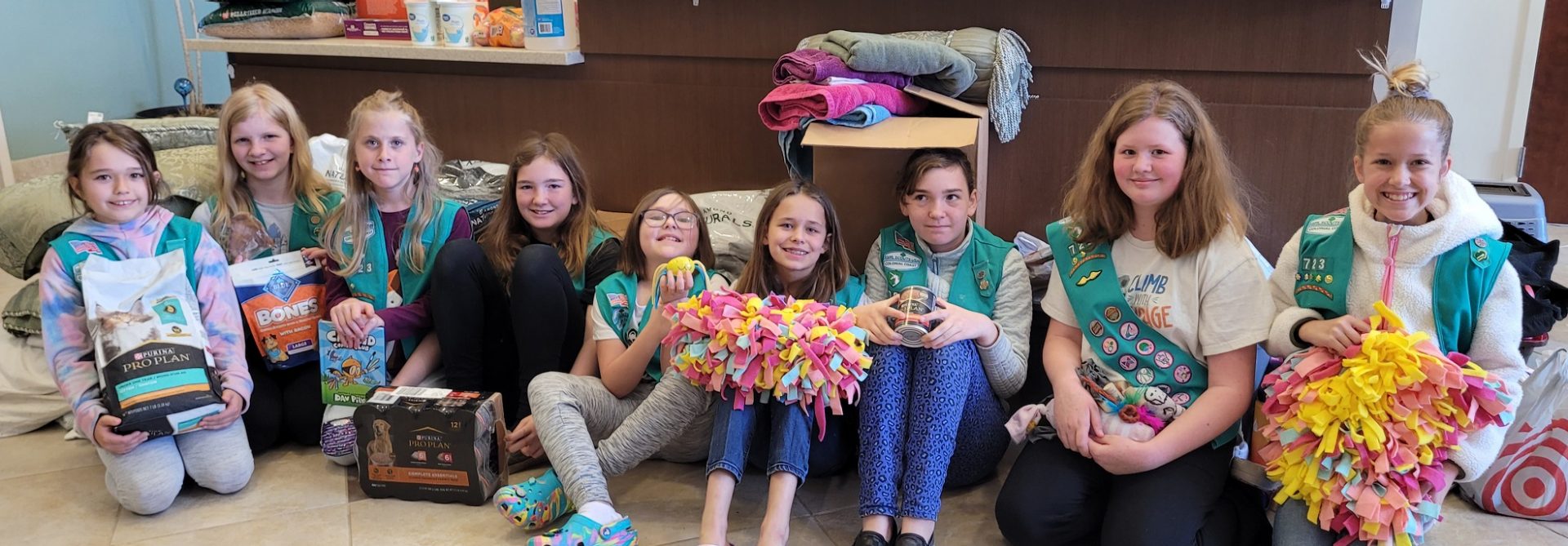  Girl Scout Juniors earning their Bronze Award together 