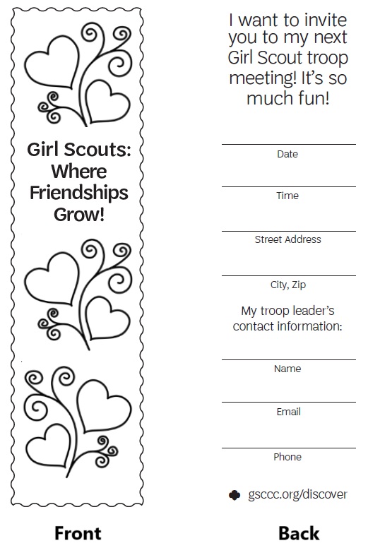 “Where Friendships Grow” Invitation Bookmark to Color