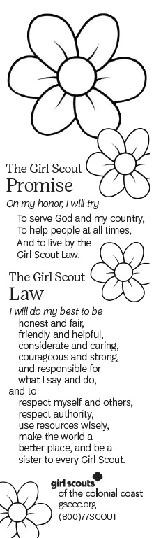 Girl Scout Promise and Law Bookmark to Color