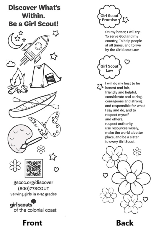 Girl Scout Promise and Law Bookmark to Color