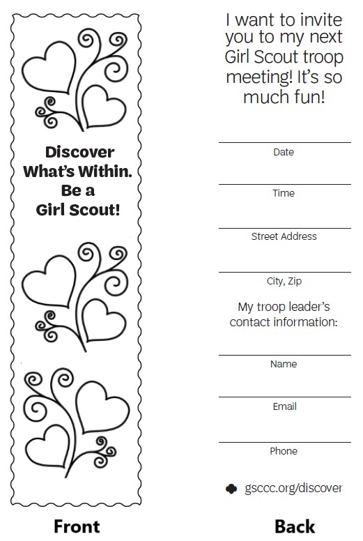 Troop Invitation Bookmark to Color