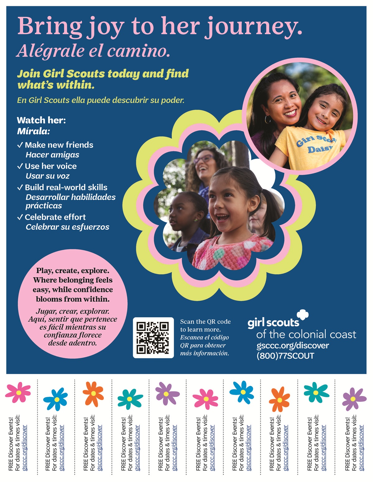 Full color flyer in English and Spanish with tear-off tabs