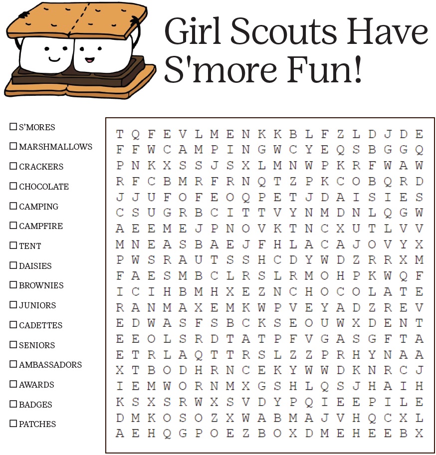 S’more themed word search game