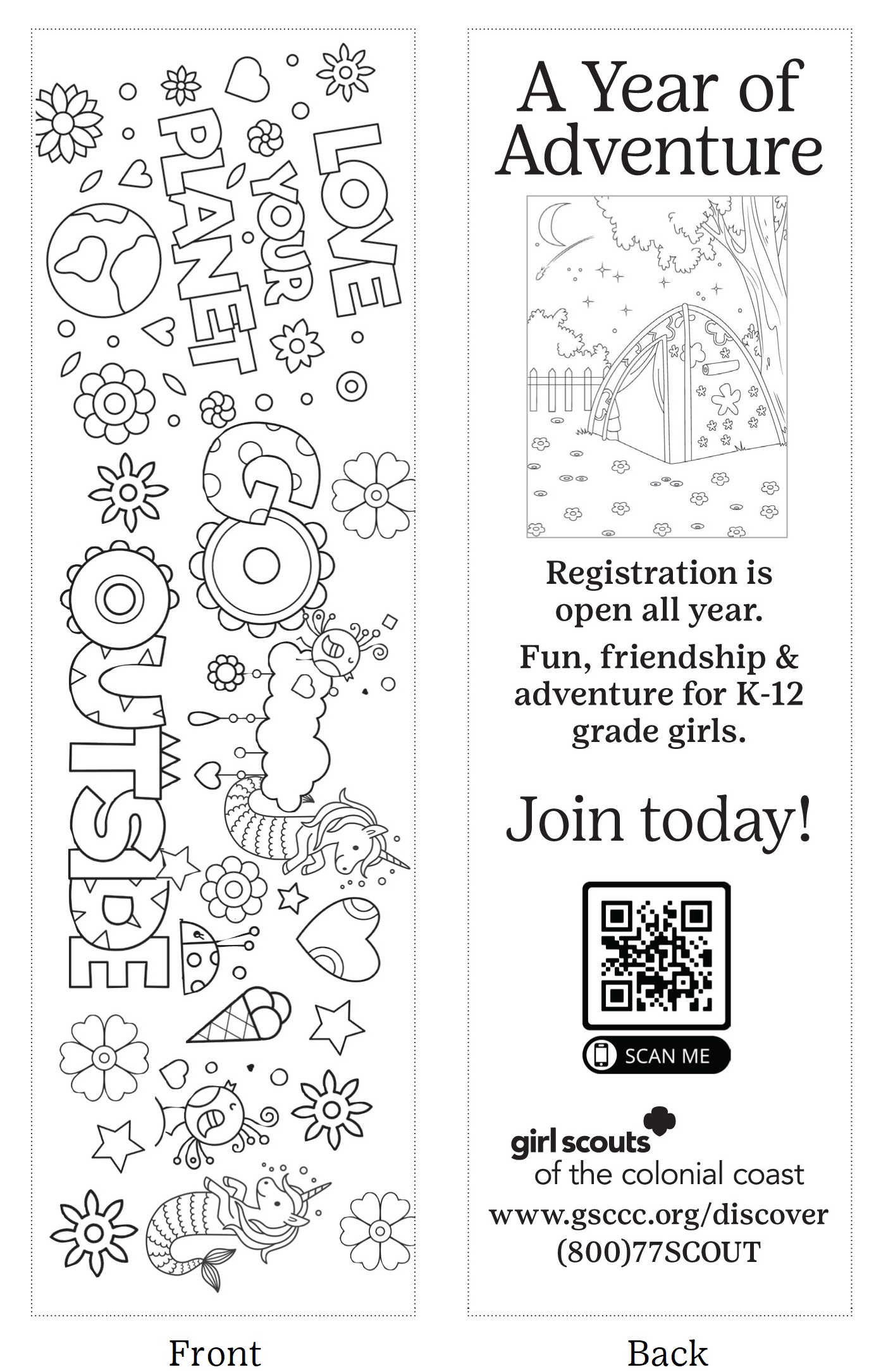 Join Girl Scouts Bookmark to Color