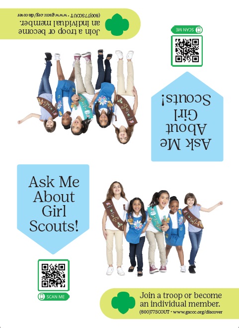 "Ask Me About Girl Scouts!" Tent Card