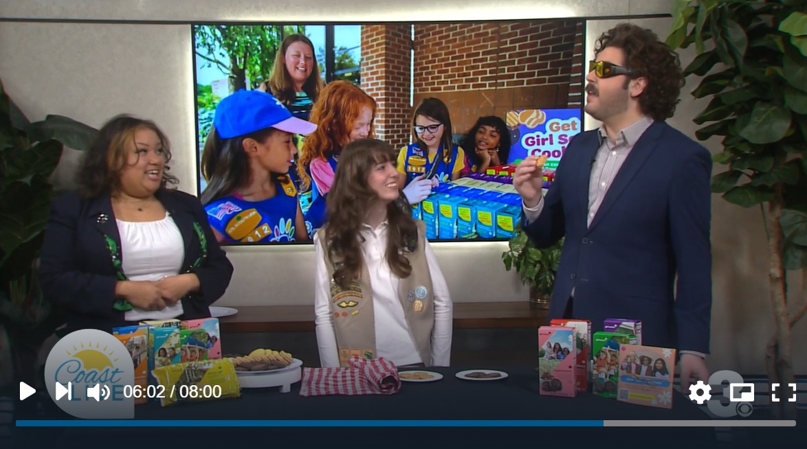 Chandler tries a Girl Scout Cookie blind taste test quiz on Coast Live
